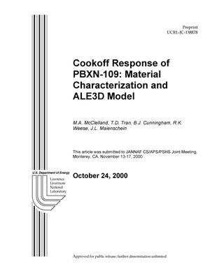 Cookoff response of PBXN-109: material characterization and ALE3D model