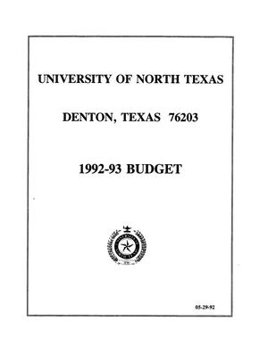 University of North Texas Budget: 1992-1993