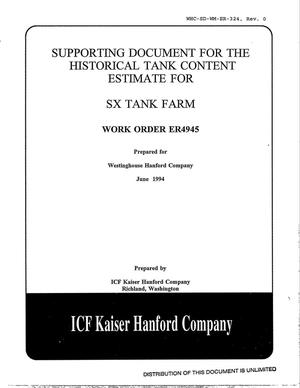 Supporting Document for the SW Quadrant Historical Tank Content Estimate for SX-Tank Farm