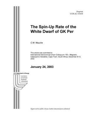 The Spin-Up Rate of the White Dwarf of GK Per