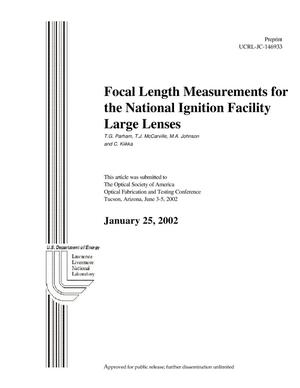 Focal Length Measurements for the National Ignition Facility Large Lenses
