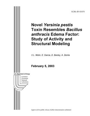 Novel Yersinia Pestis Toxin that Resembles Bacillus Anthracis Edema Factor: Study of Activity and Structural Modeling