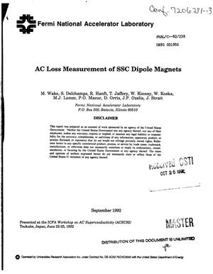 AC Loss Measurement of SSC Dipole Magnets