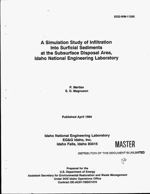 A simulation study of infiltration into surficial sediments at the Subsurface Disposal Area, Idaho National Engineering Laboratory