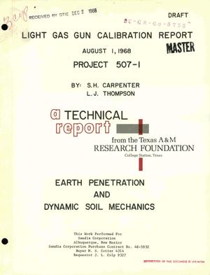 Light Gas Gun Calibration Report - August 1, 1968 - Project 507-1