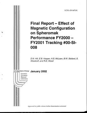 Final Report - Effect of Magnetic Configuration on Spheromak Performances, FY2000 - FY2001, Tracking No.00-SI-008