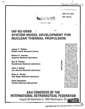 System model development for nuclear thermal propulsion