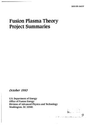 Fusion Plasma Theory project summaries