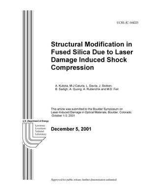 Structural Modifications in Fused Silica Due to Laser Damage Induced Shock Compression