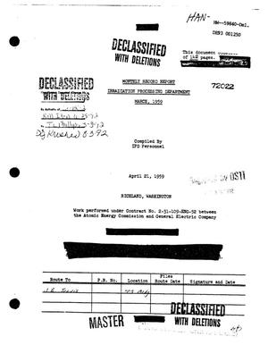 Irradiation Processing Department monthly record report, March 1959
