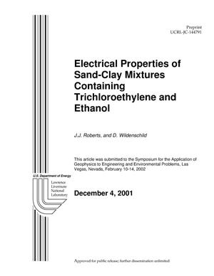 Electrical Properties of Sand-Clay Mixtures Containing Trichloroethylene and Ethanol