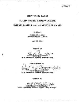 High level waste tank farm solid waste radionuclide smear sample and analysis plan