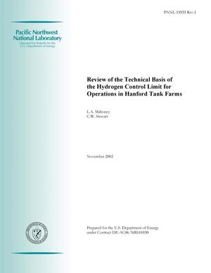 Review of the Technical Basis of the Hydrogen Control Limit for Operations in Hanford Tank Farms