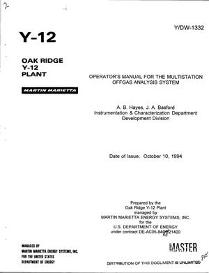 Operator`s manual for the multistation offgas analysis system