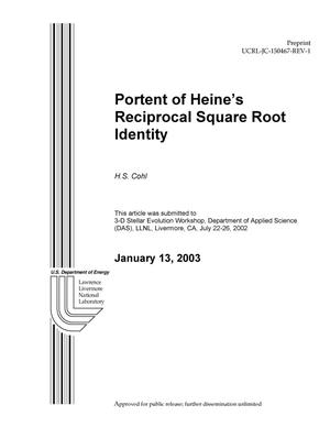 Portent of Heine's Reciprocal Square Root Identity