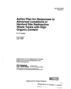 Action plan for responses to abnormal conditions in Hanford Site radioactive waste tanks with high organic content. Revision 1