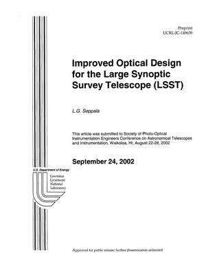 Improved Optical Design for the Large Synoptic Survey Telescope (LSST)