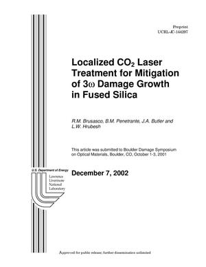 Localized CO2 Laser Treatment for Mitigation of 3(omega) Damage Growth in Fused Silica