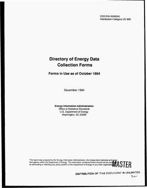 Directory of energy data collection forms: Forms in use as of October 1994
