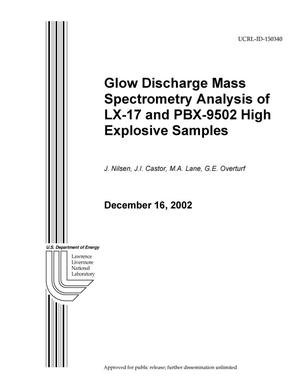 Glow Discharge Mass Spectrometry Analysis of LX-17 and PBX-9502 High Explosive Samples