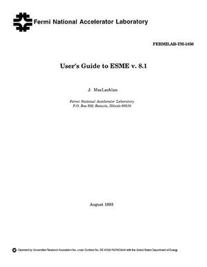 User`s guide to ESME v. 8.1