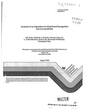 Analysis of an algorithm for distributed recognition and accountability