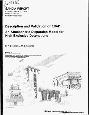 Primary view of object titled 'Description and validation of ERAD: An atmospheric dispersion model for high explosive detonations'.