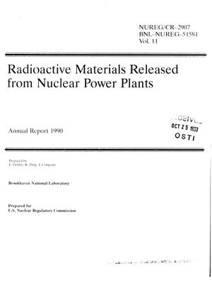 Radioactive Materials Released From Nuclear Power Plants Annual Report: 1990