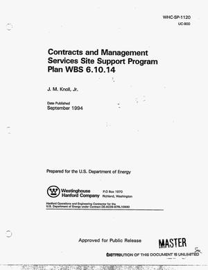Contracts and management services site support program plan WBS 6.10.14