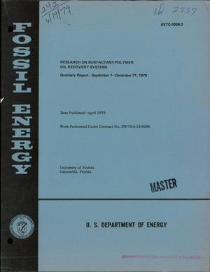Research on Surfactant-Polymer Oil Recovery Systems - Quarterly Report: Sept 1 - Dec 31, 1978