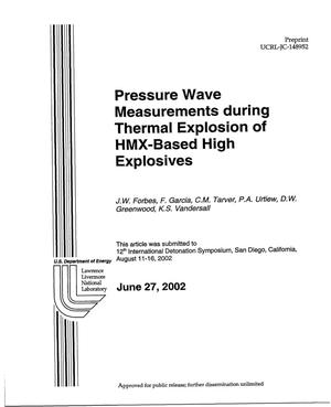 Pressure Wave Measurements During Thermal Explosion of HMX-Based High Explosives