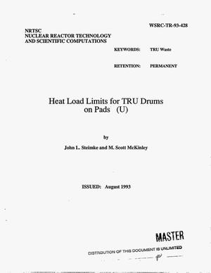 Heat load limits for TRU drums on pads