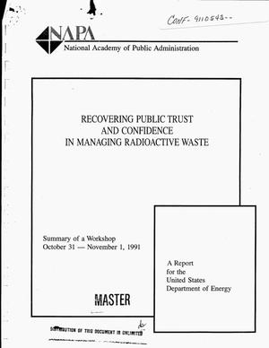 Recovering public trust and confidence in managing radioactive waste