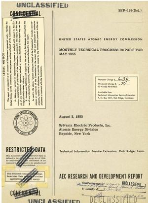 Monthly Technical Progress Report for May 1955