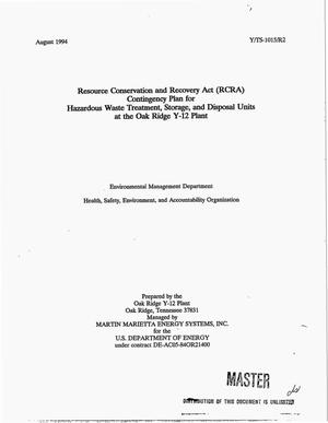 Primary view of Resource Conservation and Recovery Act (RCRA) contingency plan for hazardous waste treatment, storage, and disposal units at the Oak Ridge Y-12 Plant