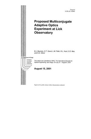 Proposed Multiconjugate Adaptive Optics Experiment at Lick Observatory