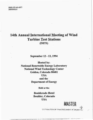 14th Annual international meeting of wind turbine test stations: Proceedings