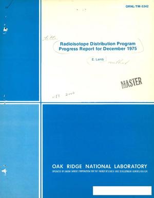 Radioisotope distribution program progress report for December 1975