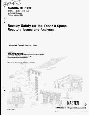 Reentry safety for the Topaz II Space Reactor: Issues and analyses