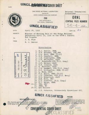 Minutes of Meeting Held at Oak Ridge National Laboratory April 19, 1956 on the APPR-1 Control Rod Program