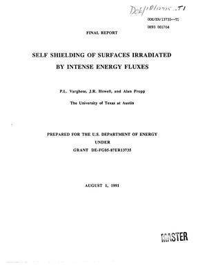 Self shielding of surfaces irradiated by intense energy fluxes. Final report
