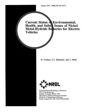 Current status of environmental, health, and safety issues of nickel metal-hydride batteries for electric vehicles