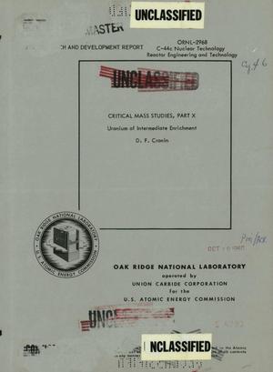 Critical Mass Studies, Part X. Uranium of Intermediate Enrichment.