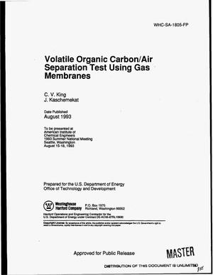 Volatile organic carbon/air separation test using gas membranes