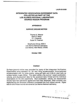 Integrated Verification Experiment data collected as part of the Los Alamos National Laboratory`s Source Region Program. Appendix B: Surface ground motion