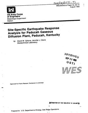 Site-specific earthquake response analysis for Paducah Gaseous Diffusion Plant, Paducah, Kentucky. Final report