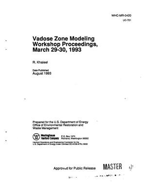 Vadose Zone Modeling Workshop proceedings, March 29--30, 1993
