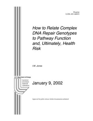 How to Relate Complex DNA Repair Genotypes to Pathway Function and, Ultimately, Health Risk