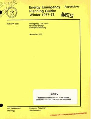 Energy Emergency Planning Guide: Winter 1977-78