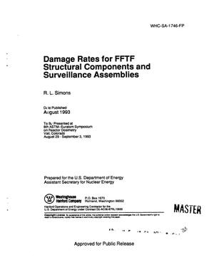 Damage rates for FFTF structural components and surveillance assemblies